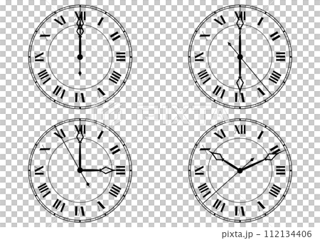 Antique clock illustration set 112134406