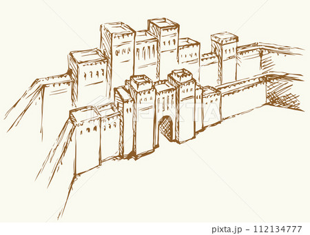 Babylonian Gate. Vector drawing scene 112134777