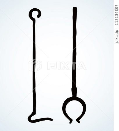 Old fire iron poker. Vector drawing 112134807