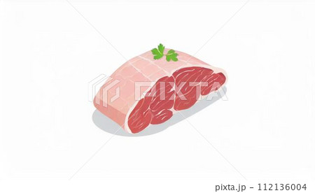 ブロック豚肉　白背景 112136004