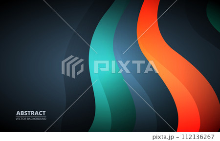 Abstract minimal background with colored dynamic wave shapes. Graphic design background template with colorful curve shapes 112136267