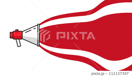 Advertisement banner with copy space. Hand holding megaphone. 112137397