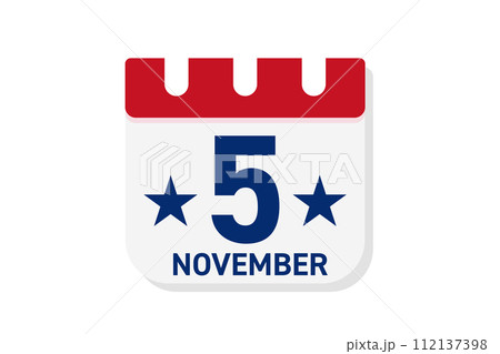 Elections reminder icon. Tear-off calendar with american star symbol. 112137398