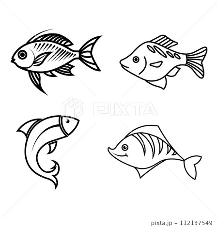 fish icon vector 112137549