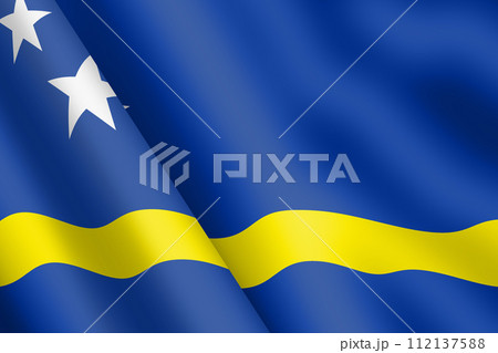 Curacao waving flag 3d illustration 112137588