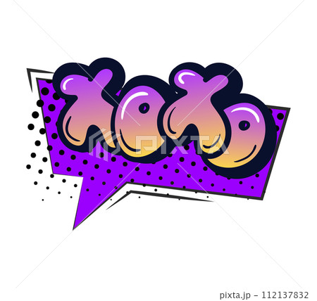 Comic speech bubble with emotion and text. Comic bubble speech clouds. Cartoon xoxo comic sign vector. 112137832
