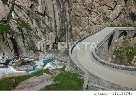 Devil's bridge on the Swiss alps 112138743