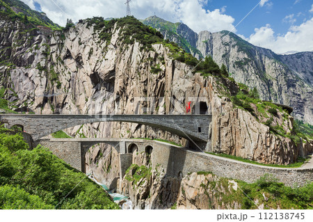 Devil's bridge on the Swiss alps 112138745