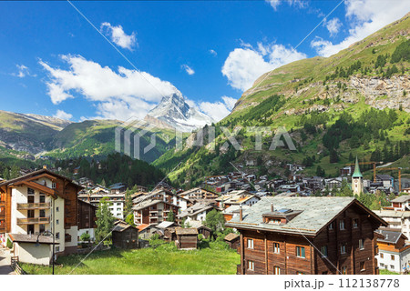 view of the city of Zermatt in the swiss alps view of the city of Zermatt in the swiss alps 112138778