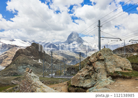Gornergrat, Switzerland. Matterhorn mountain visible in background Gornergrat, Switzerland. Matterhorn mountain visible in background 112138985