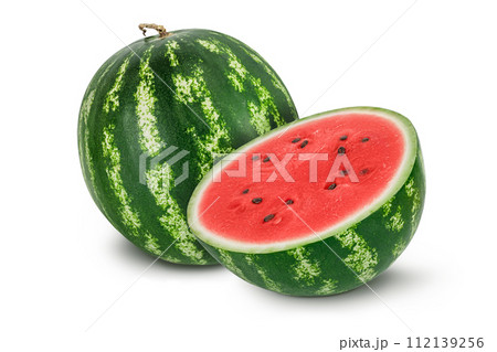half of watermelon isolated on white background with full depth of field half of watermelon isolated on white background with full depth of field 112139256