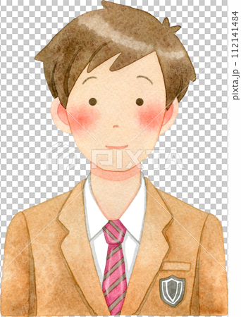 穿著西裝外套的男學生（男高中生/男國中生）的水彩插圖 112141484