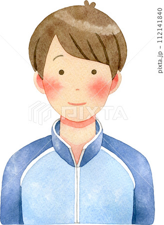 ジャージを着た男子生徒(男子高校生・男子中学生)の水彩イラスト 112141840