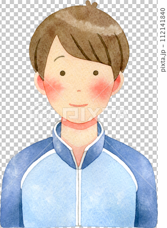 穿著球衣的男學生(高中男生/國中男生)的水彩插圖 穿著球衣的男學生(高中男生/國中男生)的水彩插圖 112141840