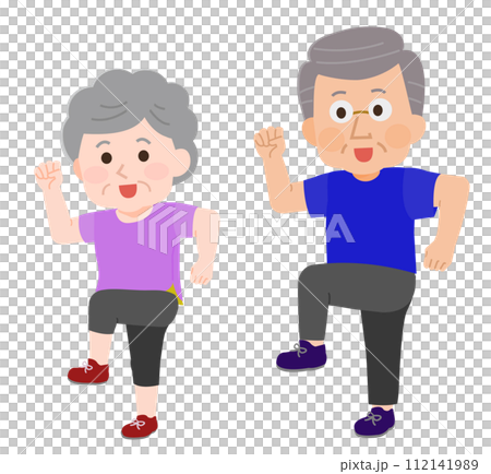 老年男女做健身操的插圖 112141989