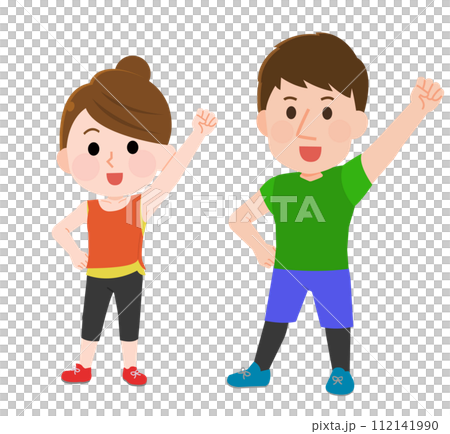 精力充沛的男女鍛鍊的插圖 精力充沛的男女鍛鍊的插圖 112141990