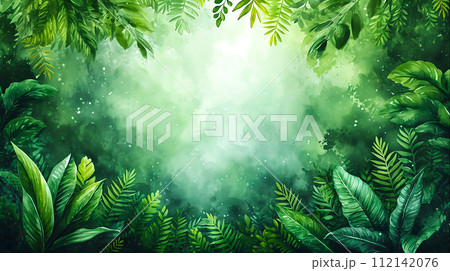 Sequoia Leaves Watercolor Forest Foliage Vibrant Art  Nature Beauty in Lush Botanical Illustration Generative Ai 112142076