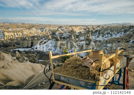 Cave town and rock formations in Zelve Valley, Cappadocia, Turkey - feb 2023 112142149