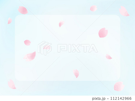 手描き水彩風の花びらが舞い散る桜と青空 112142966