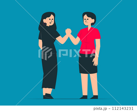 Person friendly handshake. Vector illustration concept 112143231
