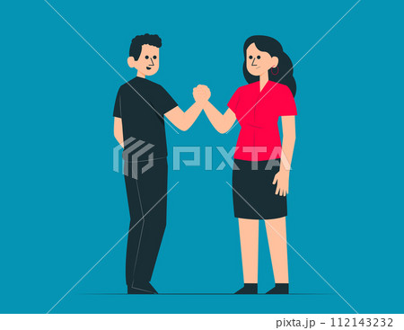 Person friendly handshake. Vector illustration concept 112143232