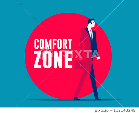 Carefully stepping out of a comfort zone. Business vector concept Carefully stepping out of a comfort zone. Business vector concept 112143249
