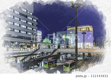 水彩画風　高崎駅西口駅前　群馬県高崎市 112143832