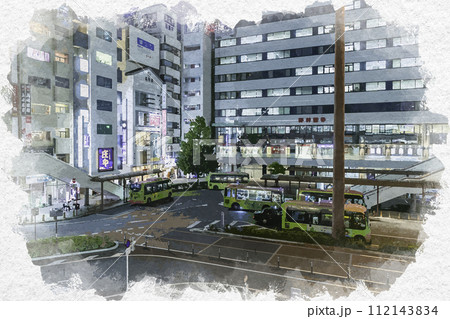 水彩画風　高崎駅西口駅前　群馬県高崎市 112143834