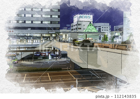 水彩画風　高崎駅西口駅前　群馬県高崎市 112143835