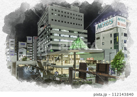 水彩画風　高崎駅西口駅前　群馬県高崎市 112143840