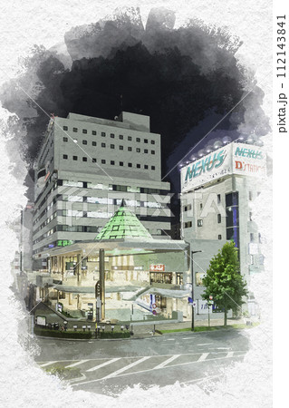 水彩画風　高崎駅西口駅前　群馬県高崎市 112143841