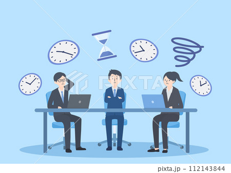 無駄に時間だけが過ぎていく長い会議のイメージ 無駄に時間だけが過ぎていく長い会議のイメージ 112143844