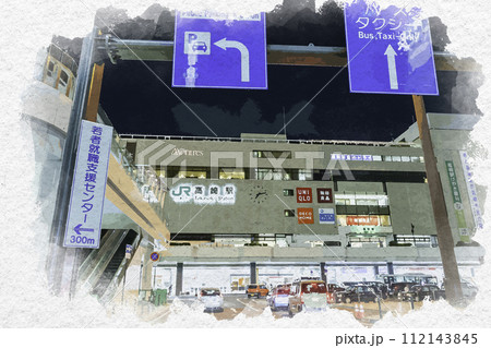 水彩画風　高崎駅西口駅前　群馬県高崎市 112143845