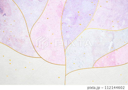 大理石と和紙を使った抽象的な花の背景素材 112144602