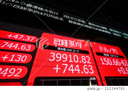バブル後の最高値を抜き4万円に迫る日経平均株価 112144791