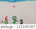 子供が描いたお花の絵、子供の描いたお花の落書き 112145167