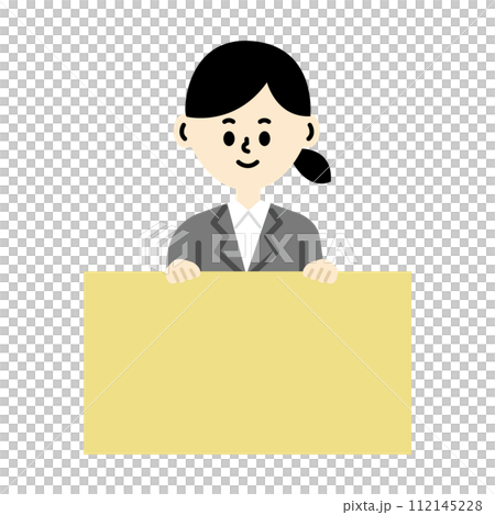 Business Person White Sign Text Frame Suit Female Illustration 112145228