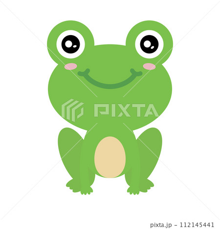 笑顔の可愛いカエルのアイコン。ベクター。 笑顔の可愛いカエルのアイコン。ベクター。 112145441