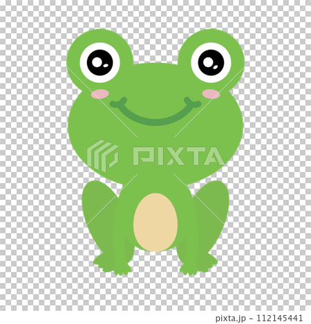 笑顔の可愛いカエルのアイコン。ベクター。 笑顔の可愛いカエルのアイコン。ベクター。 112145441