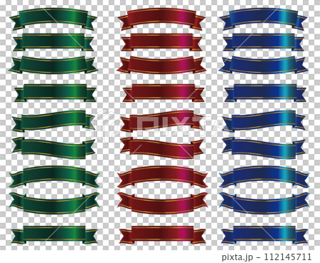 Shiny ribbon green red blue set 112145711