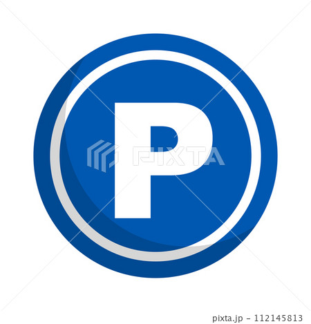 丸いパーキングのアイコン。駐車場のアイコン。ベクター。 112145813