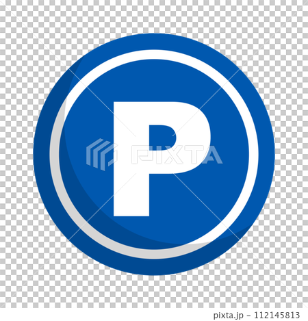 丸いパーキングのアイコン。駐車場のアイコン。ベクター。 112145813