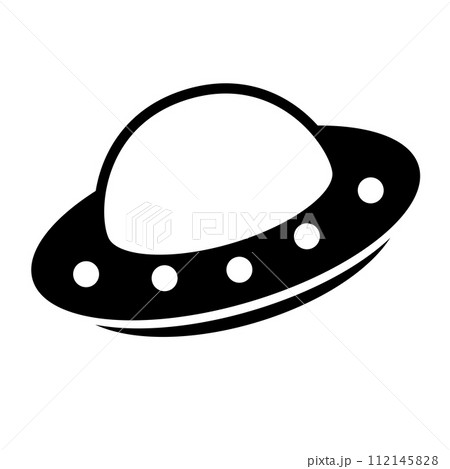 UFOのシルエットアイコン。侵略者のアイコン。ベクター。 UFOのシルエットアイコン。侵略者のアイコン。ベクター。 112145828