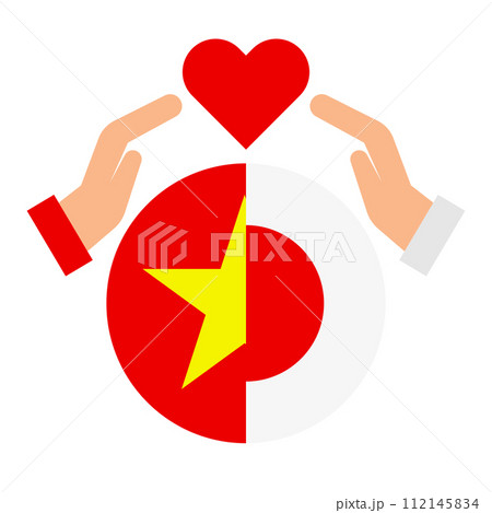 ベトナムと日本の友好関係。ベトナムと日本の国際結婚。ベクター。 112145834