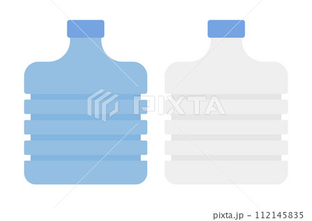 ウォーターサーバーのボトルと空のウォーターサーバーのボトルのアイコンセット。ベクター。 112145835