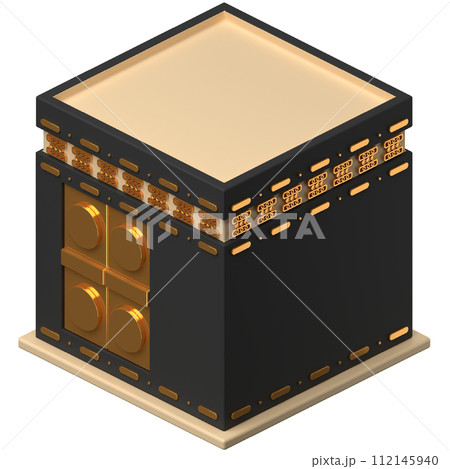 3D Kaaba icon on transparent background 112145940