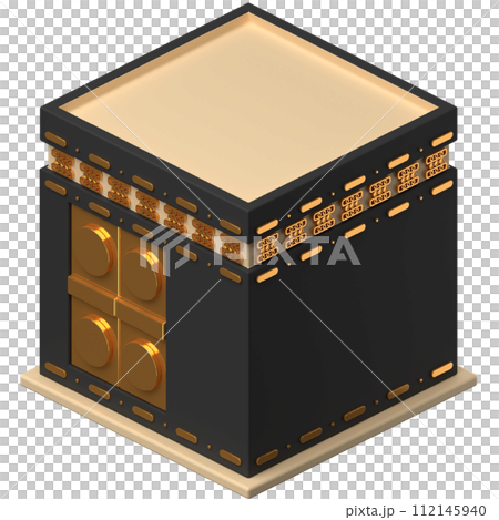 3D Kaaba icon on transparent background 112145940