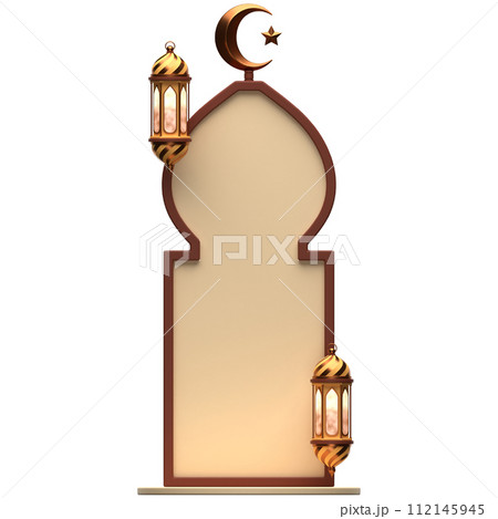 3D Mosque Frame icon on transparent background 3D Mosque Frame icon on transparent background 112145945