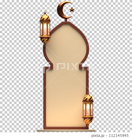 3D Mosque Frame icon on transparent background 3D Mosque Frame icon on transparent background 112145945