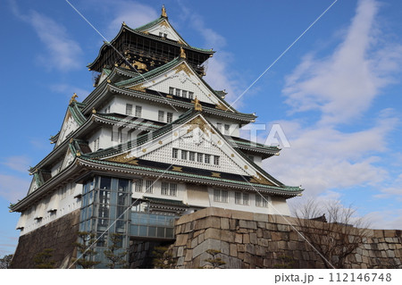 大阪市中央区　大阪城公園　大阪城　天守閣　豊臣秀吉　徳川家康　日本史　インバウンド　観光スポット　 112146748